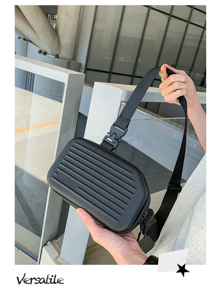 Borsa a tracolla rigida nera, leggera e portatile, per adulti, ideale per il trasporto quotidiano, lo shopping, le brevi camminate all'aperto e l'uso quotidiano.