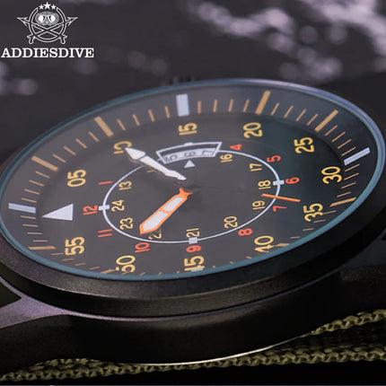 ADDIESDIVE 44mm Men's Fashion Quartz Watch 50m Waterproof Luminous Watch Large Dial High Quality Nylon Strap Men's Analog Watch