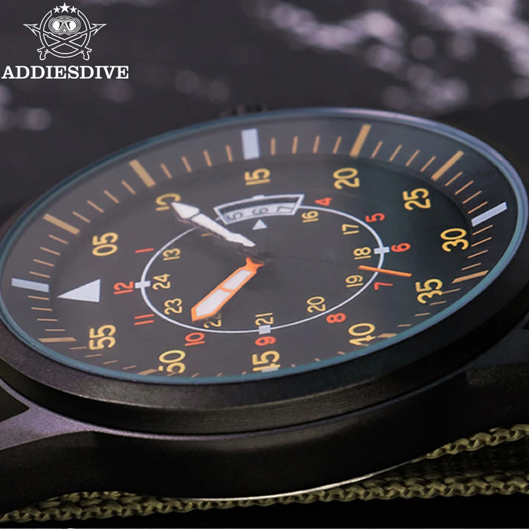 ADDIESDIVE 44mm Men's Fashion Quartz Watch 50m Waterproof Luminous Watch Large Dial High Quality Nylon Strap Men's Analog Watch