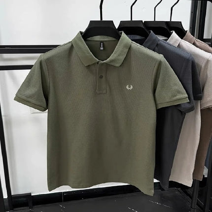 High-quality men's polo shirt, heavy cotton, summer, new, classic, branded, embroidered, comfortable, breathable, fashionable, short sleeve