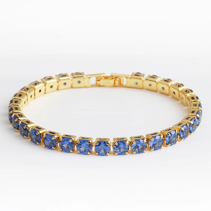 Collana a catena da tennis lucida con zirconi AAA da 5 mm Donna Uomo Hip Hop Iced Out Bling Blue CZ Collana Gioielli in oro 18 carati Regalo di fascino