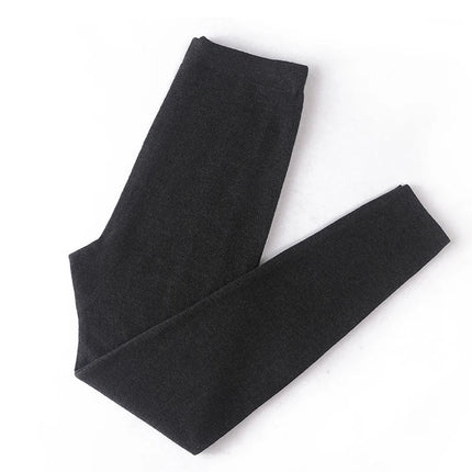 Wool Knitted Women Leggings 2024 Autumn Winter Elastic High Waist Casual Soft Warm Comfortable Trousers Ankle-Length Solid Pants PlatiNum