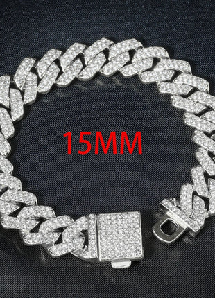 3 pezzi orologio a catena cubana per uomo Hip Hop Miami Curb ghiacciato pavimentato strass rapper collana cubana orologio + braccialetto gioielli platinumshop