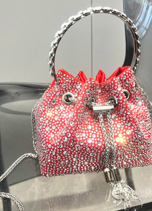Handle Rhinestones Evening clutch Bag Purses and handbag luxury Designer shoulder bag Shiny Crystal Clutch purse bucket bag PlatiNum
