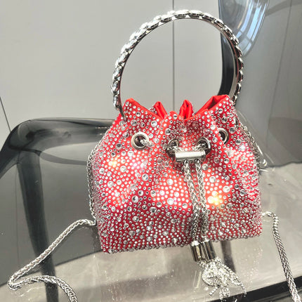 Handle Rhinestones Evening clutch Bag Purses and handbag luxury Designer shoulder bag Shiny Crystal Clutch purse bucket bag PlatiNum