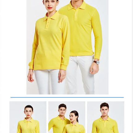 Long sleeve polo shirt in breathable cotton Personal Company Group Design Custom Logo print embroidery Casual men's and women's tops