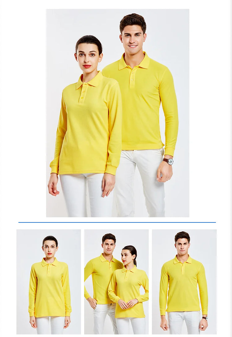 Polo a maniche lunghe in cotone traspirante Personal Company Group Design Logo personalizzato stampa ricamo Casual uomo e donna top