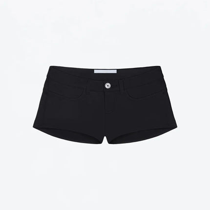 Tank Summer Women's Black Ultra-Short Shorts, Low-Waist Tight-Fitting Hot Pants, Suitable for All Kinds of Basic Styles with Camisoles and Short Sleeves PlatiNum