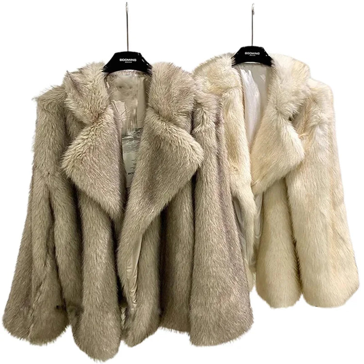 ZADORIN Winter Faux Mink Coat Lapel Mid Long Loose Faux Fur Coat Woman Clothes Luxury Fluffy Jacket Fur Cardigans Ladies Coats