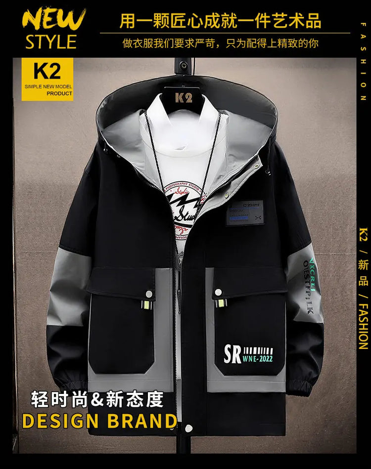 Autumn new style Fashion Trend Hooded Jacket spring Men's Casual Comfort Fleece High Quality Coat male full size M-4XL