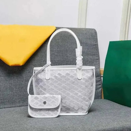 Borsa da Shopping in Vera Pelle di Alta Qualità per Donna, 20cm, Set di 2 Pezzi con Piccolo Portamonete