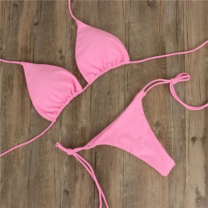 Moda tinta unita Sexy perizoma perizoma Backless Split costume da bagno costume da bagno brasiliano costumi da bagno Bikini Set platinumshop