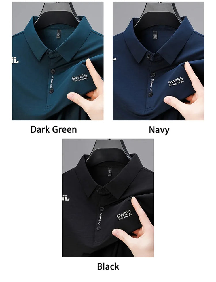 BROWON 2025 Estate 2025 Tendenze Polo Maglietta da uomo Manica corta Antirughe Colletto rovesciato Sottile Cool Business Tee Shirt Homme