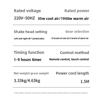 Ventilatore a Torre Senza Pale Angelo Tedesco 220V, Purificatore d'Aria e Riscaldatore 2 in 1 per Uso Domestico QDW