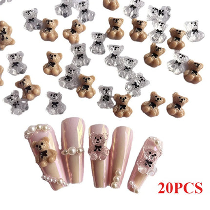 10-40Pcs Nail Art Bear Shaped Nail Charms Cute Nail Art Decorations Jewelry Rhinestone Accessories Manicure Diy Nails Art Tools