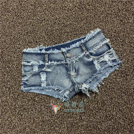 Sexy Charming Button Low Waist Denim Shorts Women Clothing Fashion Jeans Super Shorts NightClub DJ Pole Dance DS Party Hot Pants PlatiNum