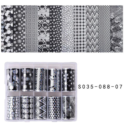10 Patterns New Metal Nail Foils for Transfer Paper Stickers Floral Chameleon Nails Wraps DIY Water Marble Nail Art Decorations