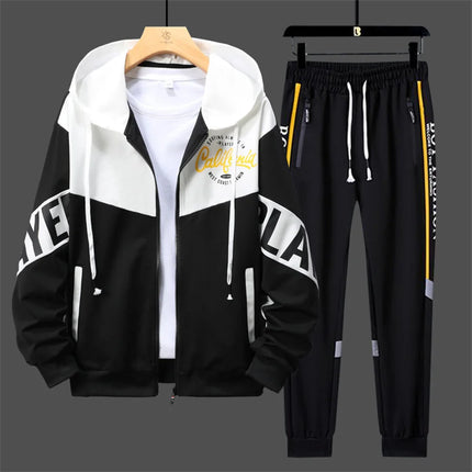 2027 New Style Men Cardigan and Pants Casual 2 Piece Set Sportswear Spring and Autumn Men's Clothing Printed Tracksuits Hoodies