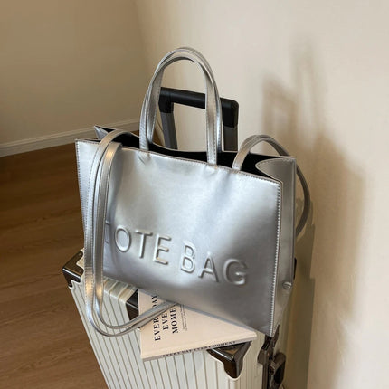 Designer Tote Bag For Women Large Capacity Handbag Portable Brand Briefcase Top Quality Pu Leather Female Shoulder Crossbody Bag PlatiNum