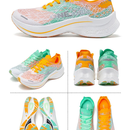 ONEMIX Scarpe da corsa con piastra in carbonio per uomo Assorbimento degli urti Scarpe sportive ultraleggere Rimbalzo Scarpe da ginnastica da maratona per donna all'aperto PlatiNum