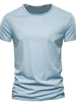 T-shirt homme 100% coton Décontracté Doux Fitness Été T-shirts fins Vêtements d'intérieur Homme Col rond Manches courtes T-shirt uni pour homme