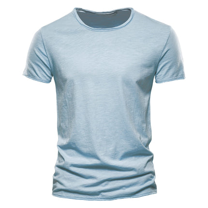 Men's 100% Cotton T-Shirt Soft Casual Fitness Summer Thin T-Shirts Men's Home Wear O-Neck Short Sleeve Solid T-Shirt for Men