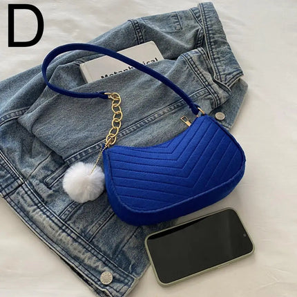 Mini Women Shoulder Bags Fashion Felt Women's Bag Design Advanced Underarm Handbags Mini Saddle Bag PlatiNum