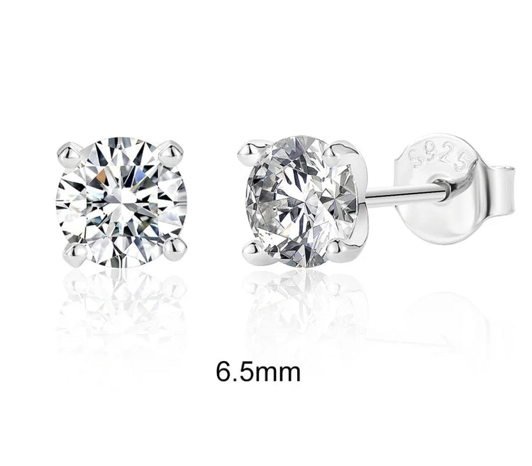 AIDE 1PC Sparkling Moissanite Piercing Stud Earrings 925 Sterling Silver Shining Circle Earring For Women Ear Bone Earring Jewel PlatiNum