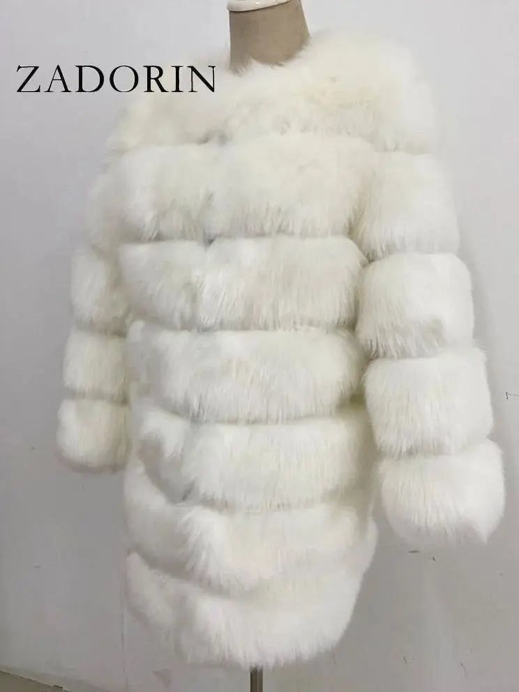 ZADORIN Winter Luxury Long Mink Fur Coats Woman Warm Faux Fur Coat Long Sleeve Fluffy Fur Jacket Woman Overcoat Fur Faux Coat