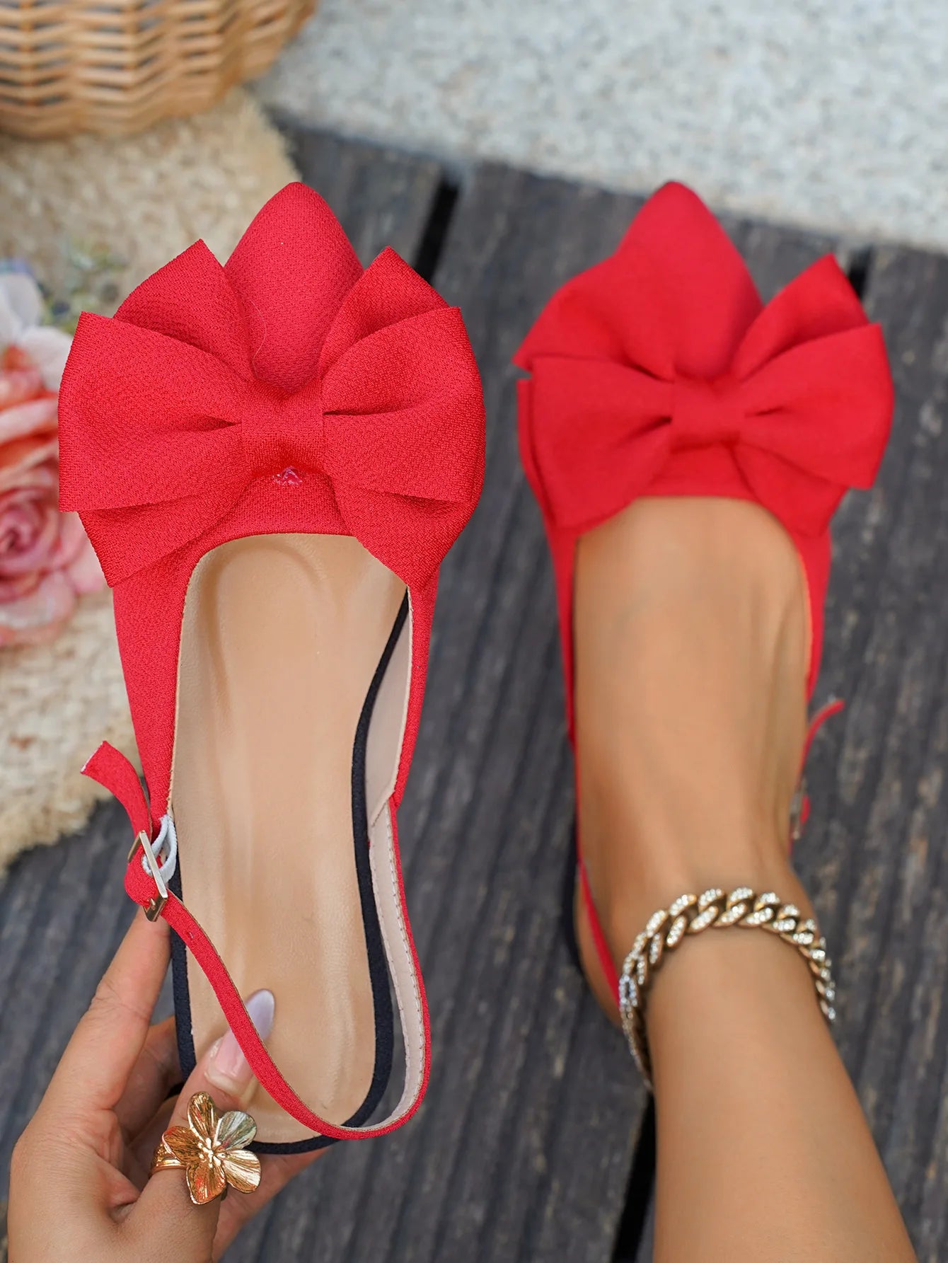 2025 New Ladies Shoes Closed Toe Women's Sandals Fashion Daily Summer Plus Size Butterfly-knot Slingbacks Flat Sandals