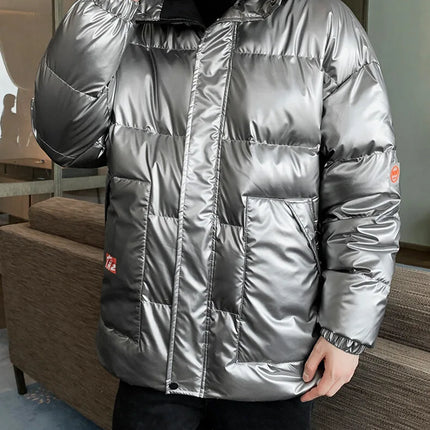 Autumn Winter Men's Cotton-padded Clothes Casual Winter Jacket Men's Thickened Thermal Glossy Jackets Large-size Men's Parkas