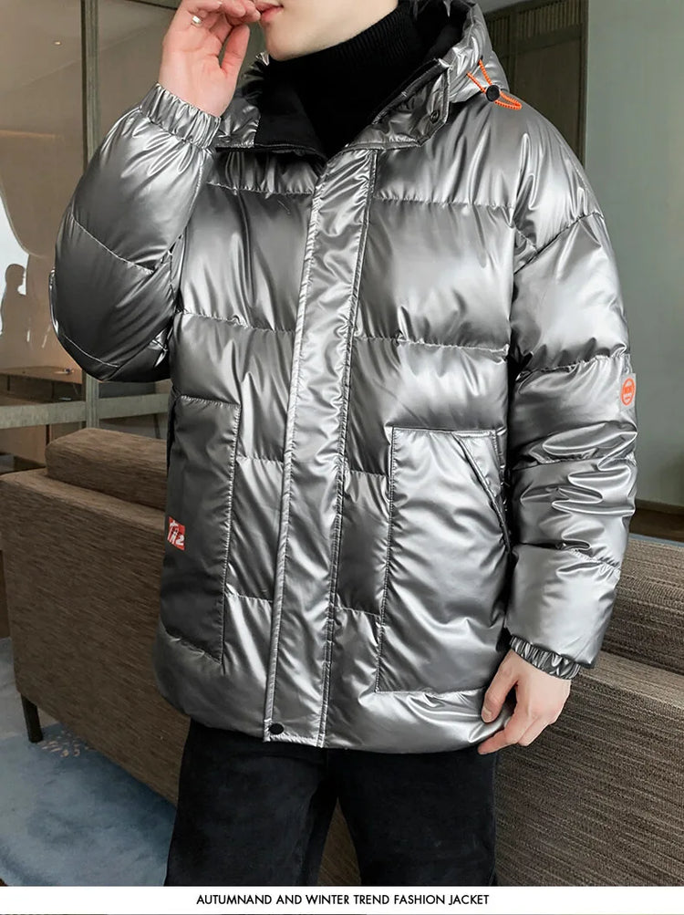 Autumn Winter Men's Cotton-padded Clothes Casual Winter Jacket Men's Thickened Thermal Glossy Jackets Large-size Men's Parkas