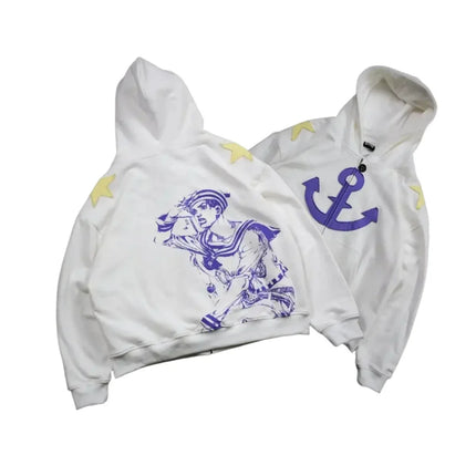 Jojo Bizarre Adventure Star Design Hoodies Women Men Zip Anime Hoodie Harajuku Streetwear Sweatshirt Y2k Men Clothing