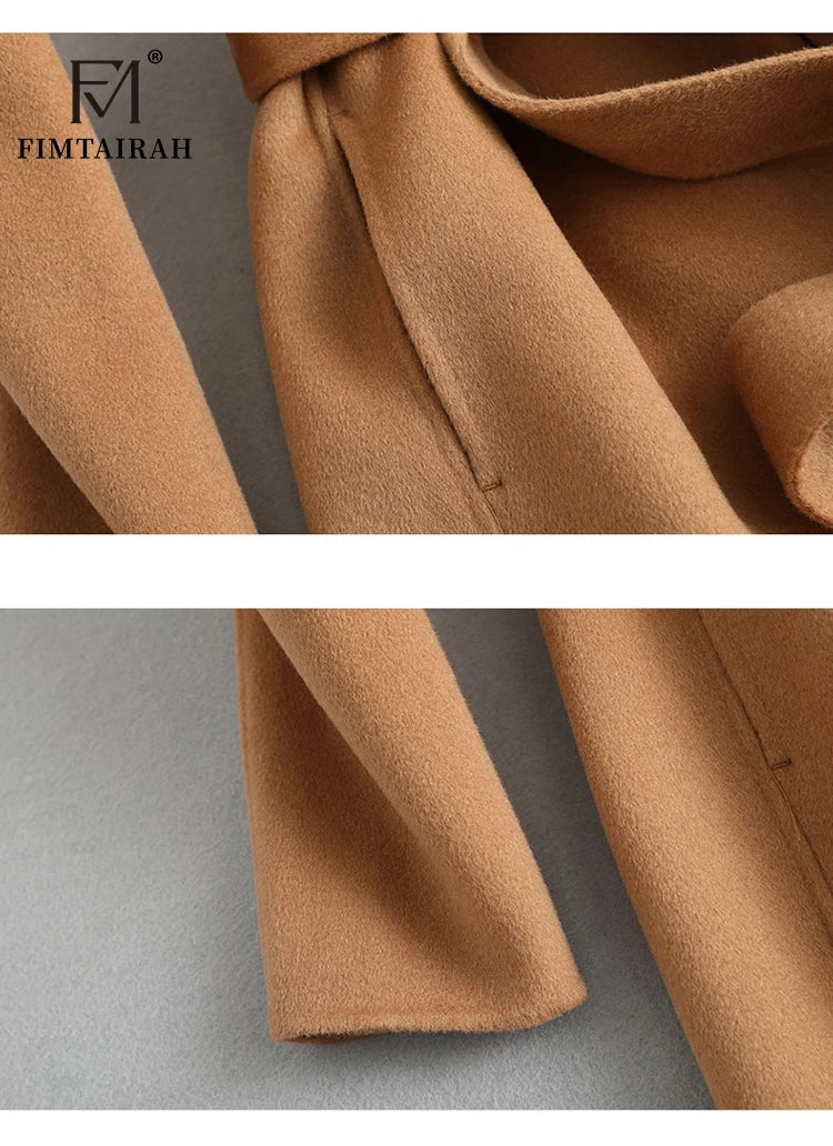 Fimtairah 100% Wool Coat women's Autumn/Winter   coat women's mid-length over the knee   slim   wo new double-sided