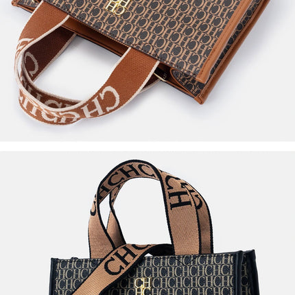 CHCH Fashion Monogram Print High Quality Metal Logo Casual Light Luxury Brand Designer 2025 New Women's Handbag bolsos mujer PlatiNum