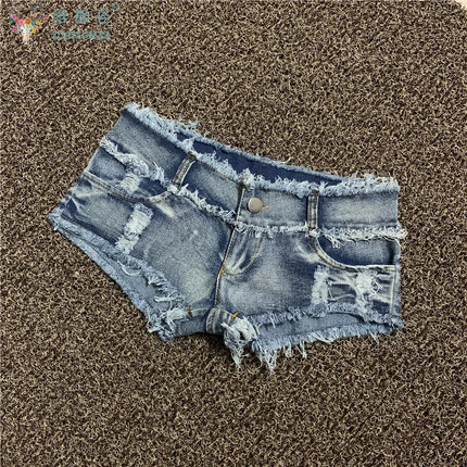 Sexy Charming Button Low Waist Denim Shorts Women Clothing Fashion Jeans Super Shorts NightClub DJ Pole Dance DS Party Hot Pants PlatiNum