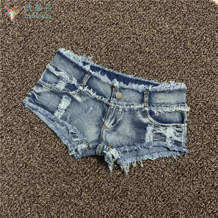 Sexy Charming Button Low Waist Denim Shorts Women Clothing Fashion Jeans Super Shorts NightClub DJ Pole Dance DS Party Hot Pants PlatiNum