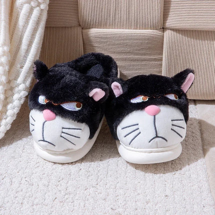 Fluffy Slippers Women Cute Cartoon Winter Plush Home Shoes Girls Casual Large Size Flats