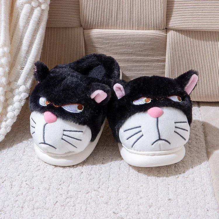 Fluffy Slippers Women Cute Cartoon Winter Plush Home Shoes Girls Casual Large Size Flats
