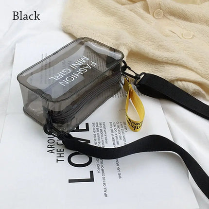 Borsa a Tracolla Trasparente con Effetto Laser per Donne, Mini Borsa Messenger alla Moda in PVC Colorato, Piccola Borsa Tote
