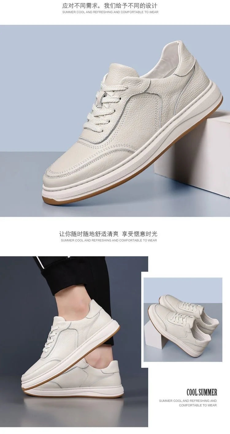 2026 New Men's Leather Shoes Casual Spring Autumn Fashionable Genuine Cowhide Slip-On Breathable Comfortable Anti-Slip Shoes