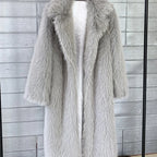 ZADORIN Winter Fluffy Jacket Women Solid Lapel Long Faux Fox Fur Coat Ladies Furry Warm Pink White Jacket Trench Coats Tops