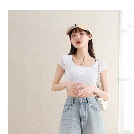 Blue Denim Shorts For Women High-Waisted Loose-Fit Slimming Casual Straight-Leg Mid-Length Summer New Arrival 2024 PlatiNum