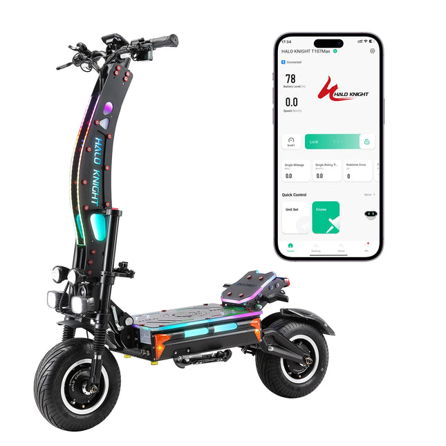 Halo Knight T107 Max Scooter elettrico 13 pollici Off Road Pneumatico 4000W * 2 Doppio motore 72V 50Ah Batteria E-Scooter per pendolarismo urbano