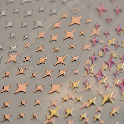 Punk Glitter Powder Blue Pink Star Charm Laser Silver Gold Starlight Rhinestones Moon DIY Nail Art Stickers Manicure Tool Decals