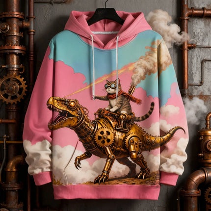 2026 Funny Dinosaur Cat Solider 3d Print Hoodies Men Women Fashion Oversized Hoodie Sweatshirt Animal Coat Sweats Mens Clothing