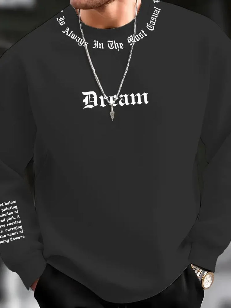 The New Men's Round-Neck Hoodie for Spring and Autumn 2025 Features a Casual and Comfortable 3D Letter Print on the Street