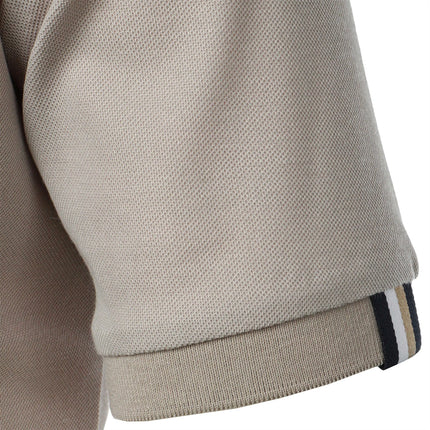 Men's Casual Short Sleeve Button-Up Lapel Solid Color T-Shirt