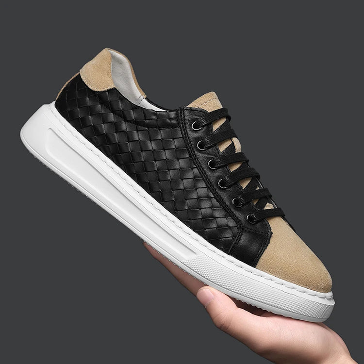 Sneakers Premium Breathable Woven Black Casual Shoes for Men Lightweight Comfortable Daily Walking Outdoor Footwear