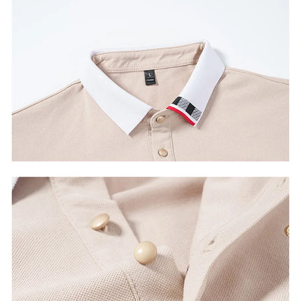 Men's New Summer 2024 Pure Cotton Short-Sleeve T-shirt Men's High-End Casual Lapel Half-Sleeve Polo Men's Top